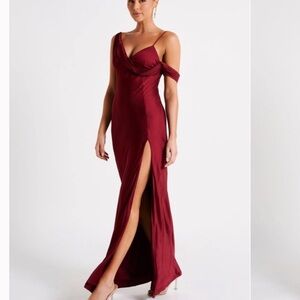 Satin off Shoulder Maxi Dress
